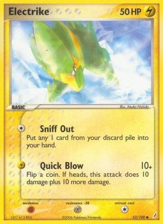'Pokemon - 'Electrike 052/100  - Reverse Holofoil Crystal Guardians - Common