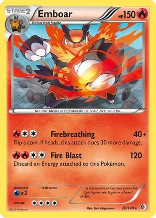 'Pokemon - 'Emboar 026  - Reverse Holofoil Boundaries Crossed - Holo Rare