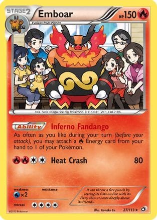 'Pokemon - 'Emboar 027/113  - Reverse Holofoil Legendary Treasures - Holo Rare
