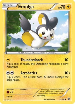 'Pokemon - 'Emolga 032  - Reverse Holofoil Emerging Powers - Common