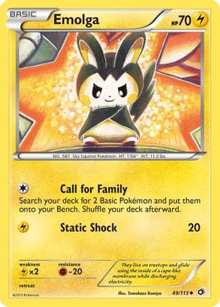 'Pokemon - 'Emolga 049/113  - Reverse Holofoil Legendary Treasures - Uncommon