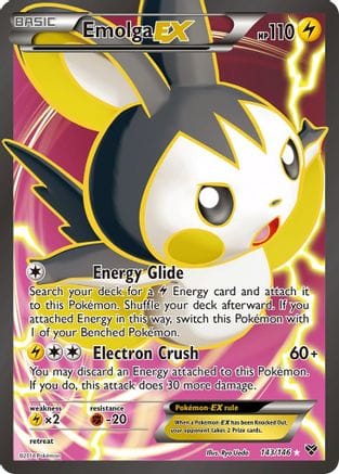 'Pokemon - 'Emolga EX (143 Full Art) 143/146  - Holofoil XY Base Set - Ultra Rare