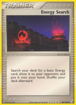 'Pokemon - 'Energy Search 086/100  - Reverse Holofoil Crystal Guardians - Common