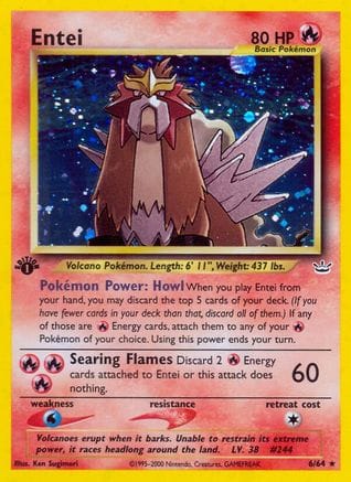 'Pokemon - 'Entei (6) 006/64  - 1st Edition Holofoil Neo Revelation - Holo Rare