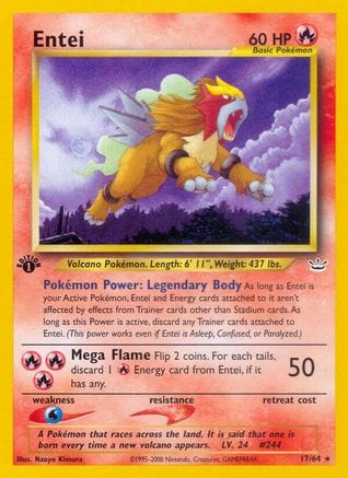 'Pokemon - 'Entei (17) 017/64  - 1st Edition Neo Revelation - Rare