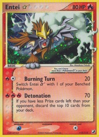 'Pokemon - 'Entei Star 113  - Holofoil Unseen Forces - Ultra Rare