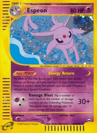 'Pokemon - 'Espeon (H9) 0H9  - Holofoil Aquapolis - Holo Rare