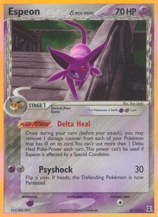 'Pokemon - 'Espeon (Delta Species) 004  - Reverse Holofoil Delta Species - Holo Rare