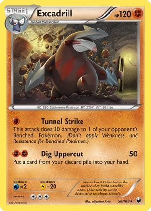 'Pokemon - 'Excadrill (56) 056  - Reverse Holofoil Dark Explorers - Rare