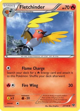 'Pokemon - 'Fletchinder 027  XY Base Set - Uncommon