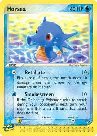 'Pokemon - 'Horsea 033/097  - Reverse Holofoil Dragon - Uncommon