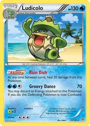 'Pokemon - 'Ludicolo 031  - Reverse Holofoil Plasma Storm - Rare