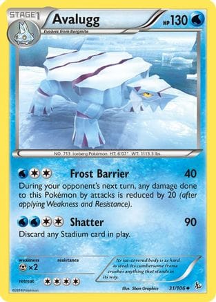 'Pokemon - 'Avalugg 031  - Reverse Holofoil XY  Flashfire - Uncommon