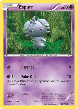 'Pokemon - 'Espurr 042/106  - Reverse Holofoil XY  Flashfire - Common