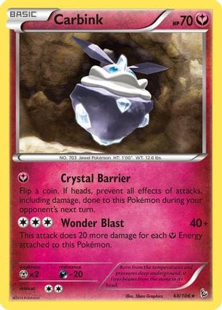 'Pokemon - 'Carbink 068/106  - Reverse Holofoil XY  Flashfire - Holo Rare