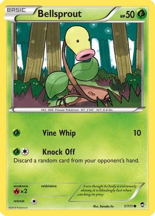 'Pokemon - 'Bellsprout 001  - Reverse Holofoil XY  Furious Fists - Common