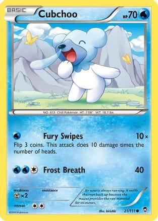 'Pokemon - 'Cubchoo 021  XY  Furious Fists - Common