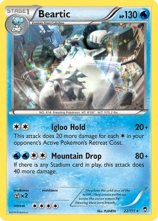'Pokemon - 'Beartic 022  XY  Furious Fists - Rare