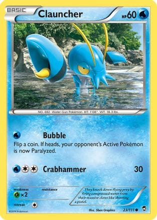 'Pokemon - 'Clauncher 023  XY  Furious Fists - Common