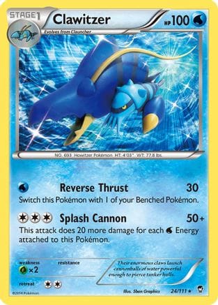'Pokemon - 'Clawitzer 024  - Holofoil XY  Furious Fists - Holo Rare