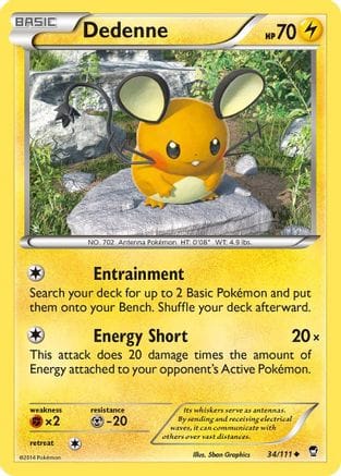 'Pokemon - 'Dedenne 034/111  - Reverse Holofoil XY  Furious Fists - Uncommon