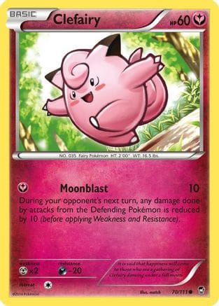 'Pokemon - 'Clefairy (70) 070/111  - Reverse Holofoil XY  Furious Fists - Common