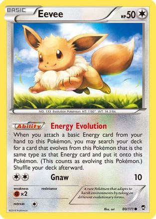 'Pokemon - 'Eevee 080/111  - Reverse Holofoil XY  Furious Fists - Common