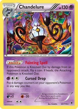 'Pokemon - 'Chandelure 043/119  - Reverse Holofoil XY  Phantom Forces - Holo Rare
