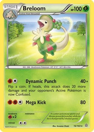 'Pokemon - 'Breloom 016/160  - Reverse Holofoil XY  Primal Clash - Rare