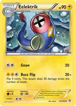 'Pokemon - 'Eelektrik 063  - Reverse Holofoil XY  Primal Clash - Uncommon