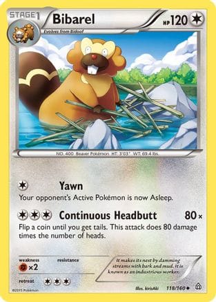 'Pokemon - 'Bibarel 118/160  - Reverse Holofoil XY  Primal Clash - Uncommon