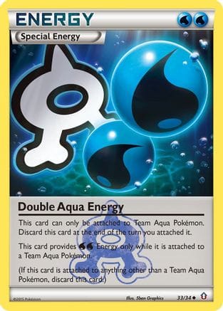 'Pokemon - 'Double Aqua Energy 033/34  - Reverse Holofoil Double Crisis - Uncommon
