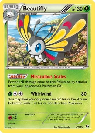 'Pokemon - 'Beautifly 005/108  - Holofoil XY  Roaring Skies - Holo Rare