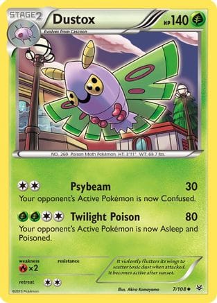 'Pokemon - 'Dustox (7) 007/108  - Reverse Holofoil XY  Roaring Skies - Uncommon