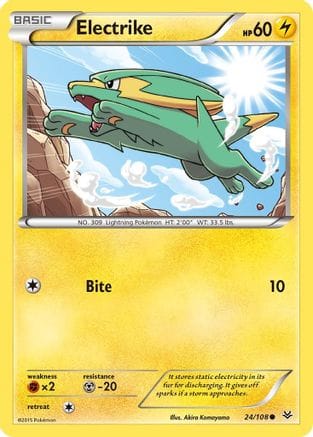 'Pokemon - 'Electrike 024/108  - Reverse Holofoil XY  Roaring Skies - Common