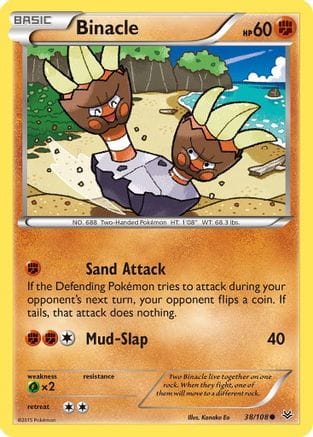 'Pokemon - 'Binacle 038/108  - Reverse Holofoil XY  Roaring Skies - Common