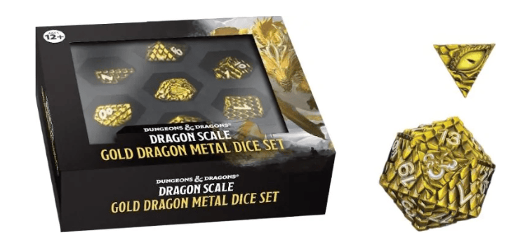 Dungeons & Dragons: Dragon Scale Metal Dice Set - Gold (7)