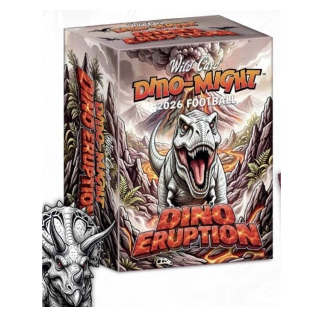 2026 Wild Card Dino-Might Football Dino Eruption Hobby Box