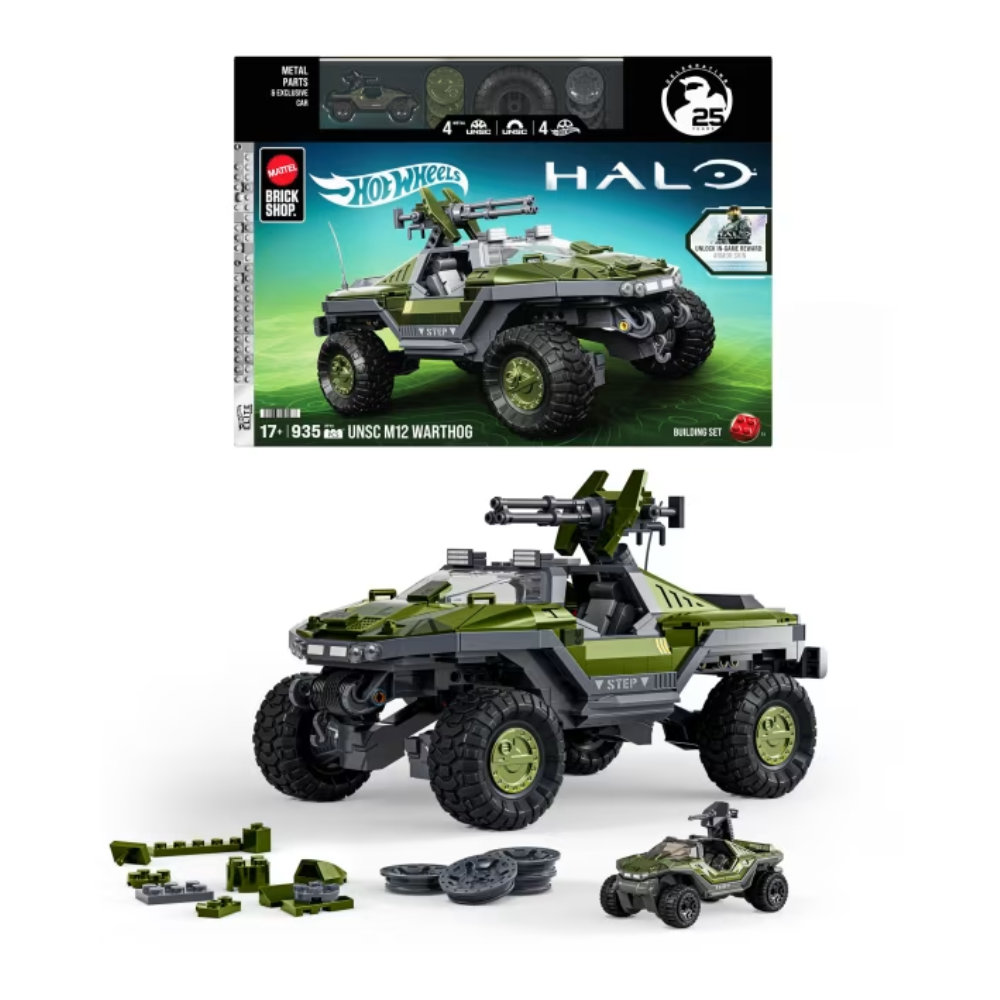 Brick Shop Hot Wheels Halo UNSC M12 Warthog Building Toy Kit (935 Pieces)